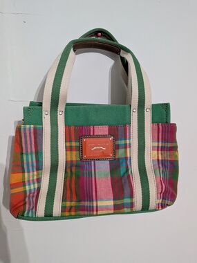 Vintage Tommy Hilfiger Green Plaid Mini Canvas Tote Bag
